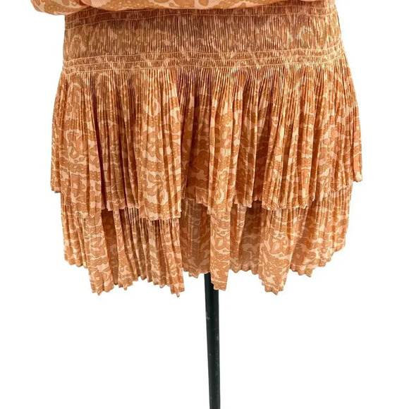 Current Air Los Angeles The Wyland Dress Smocked Mini Orange Floral Size Small - Picture 7 of 15